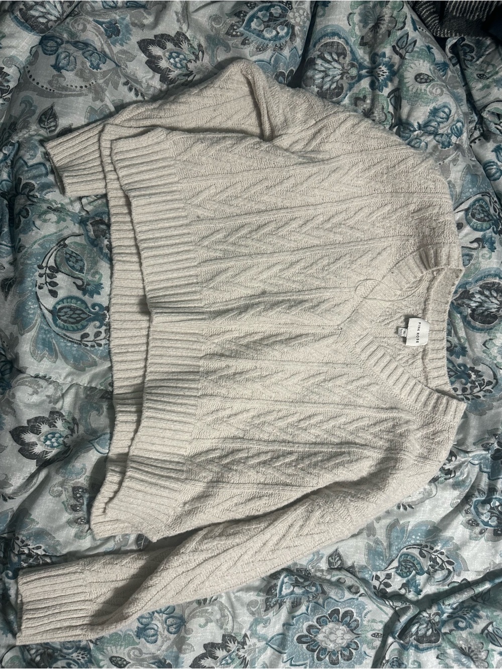 Cozy Cropped Cream Cable Knit Women’s Sweater